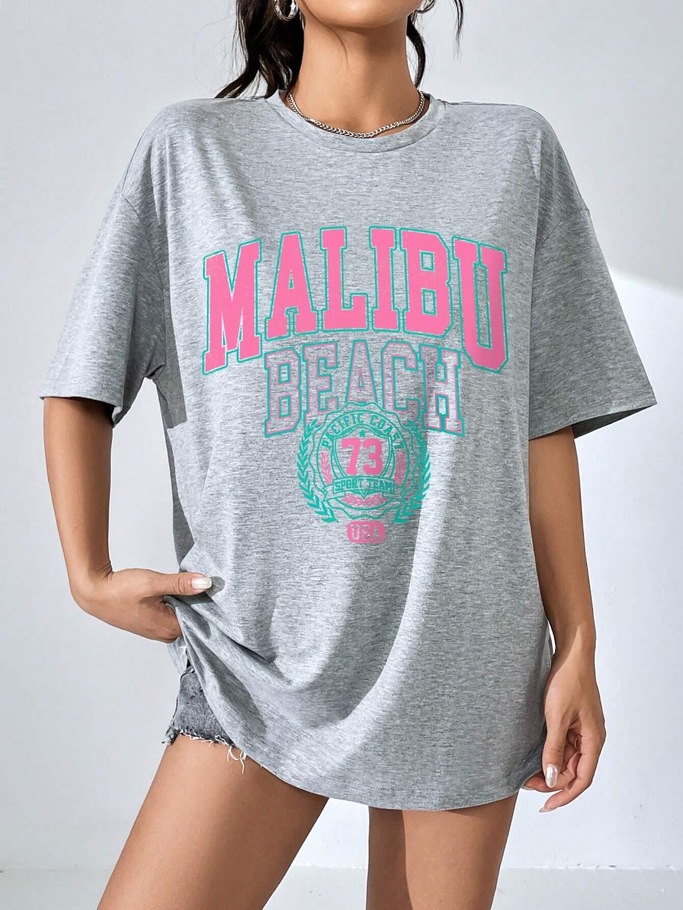 Malibu praia carta impressão d - Streetwear Brand Tees avaliação e preço